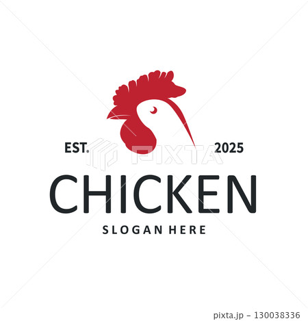 Simple chicken logo design with minimalist and modern concept and also vintage retro, livestock farm design, symbol illustration and brand template, poster, and business 130038336