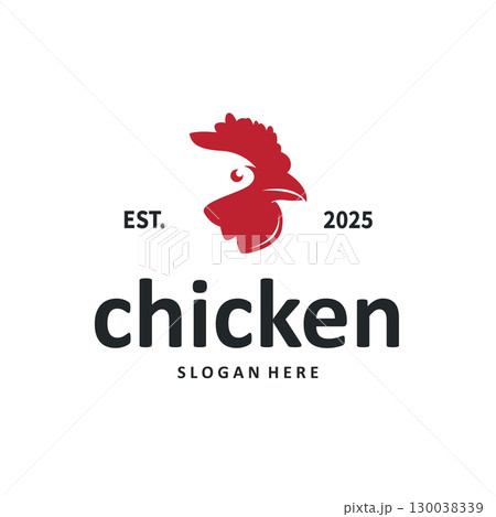 Simple chicken logo design with minimalist and modern concept and also vintage retro, livestock farm design, symbol illustration and brand template, poster, and business 130038339