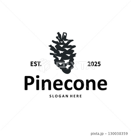 Pinecone design, modern minimalist plant concept and also vintage retro, design for brand symbol, poster, template, and business 130038359