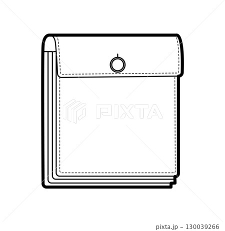 Accordion Pocket technical fashion illustration. Flat apparel template front view. Women, men unisex style item CAD 130039266