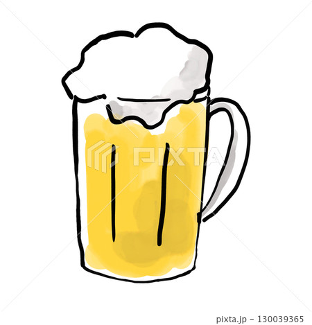 手描き風 生ビール 居酒屋メニュー用イラスト 130039365