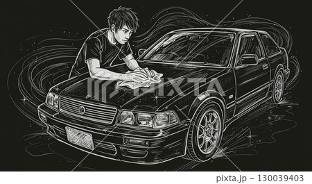 最高の仕上がり！チョークアート風の車磨き職人 130039403
