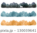 水彩風の森シルエット自然風景素材セット 130039641