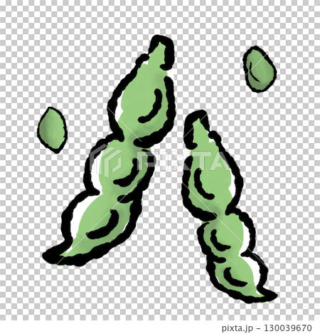 手描き風枝豆のイラスト（水彩・背景透過PNG） 130039670
