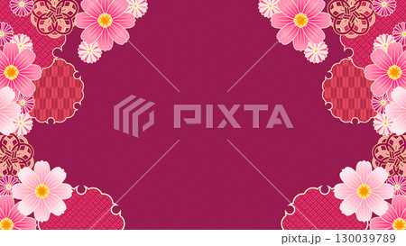 かわいい和風コスモスの背景 130039789