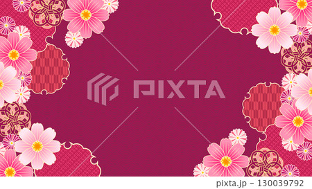 かわいい和風コスモスの背景 130039792