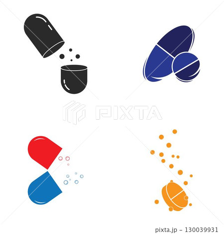 Medical pills, capsule and drug logo vector Medical pills, capsule and drug logo vector 130039931