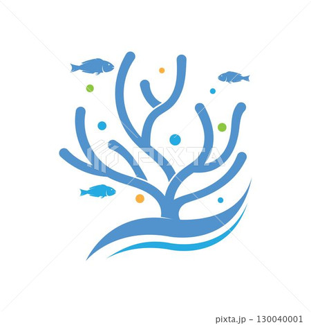 Coral logo icon design template flat vector 130040001