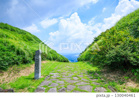 夏の豊後街道 二重峠石畳 熊本県阿蘇市 夏の豊後街道 二重峠石畳 熊本県阿蘇市 130040461
