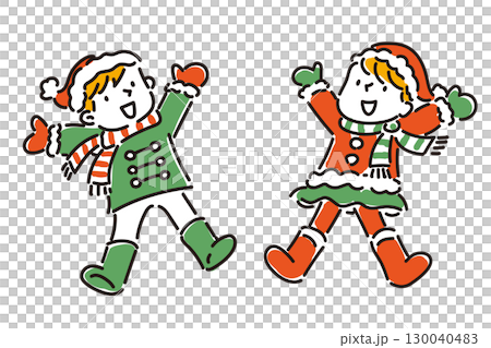 歡快的孩子們在冬天跳躍 歡快的孩子們在冬天跳躍 130040483