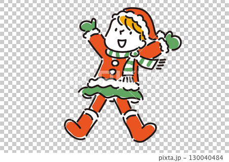 A cheerful girl wearing a scarf jumping in winter A cheerful girl wearing a scarf jumping in winter 130040484