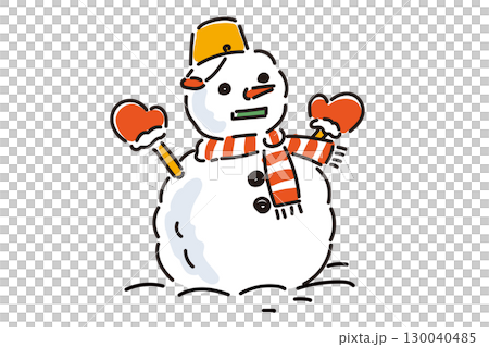 Roughly hand-drawn illustration of a snowman 130040485