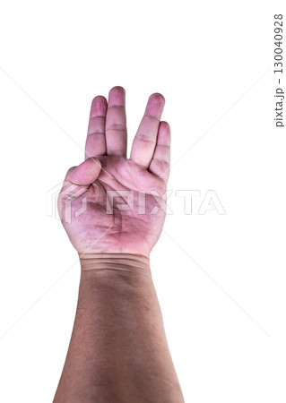 hand on isolated background clipping path 130040928