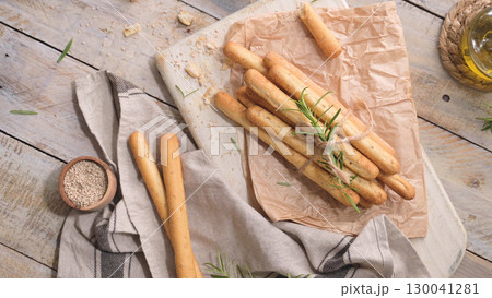 Traditional italian breadsticks grissini Traditional italian breadsticks grissini 130041281