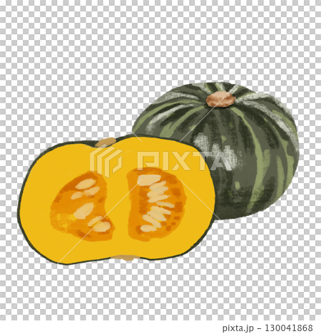 用水彩繪製的黃色南瓜插圖素材 130041868