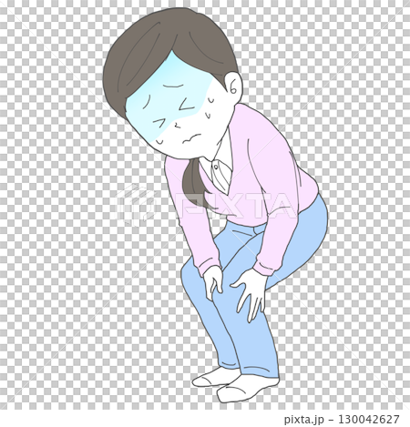 膝蓋疼痛的女人臉色蒼白 膝蓋疼痛的女人臉色蒼白 130042627