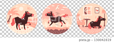 Pop horse illustration (southern island, ranch, napping) Pop horse illustration (southern island, ranch, napping) 130042819