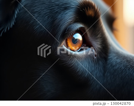 Close Up Detailed Dog Eye Pet Portrait Fur Texture Art 130042870