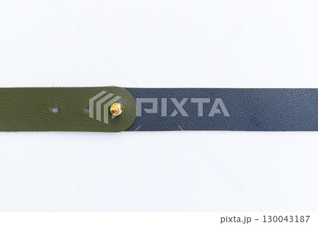 dark green and blue leather strap isolated on white background 130043187