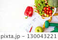 Diet Health Plan. Workout planing. Sport exercise equipment workout and gym background  130043221