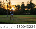 Golfer women sport course golf ball fairway. People lifestyle woman playing game golf 130043224
