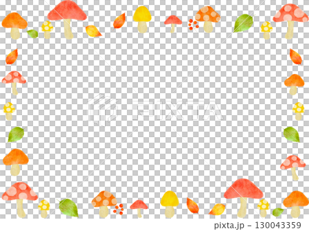 彩色水彩蘑菇框架圖 130043359