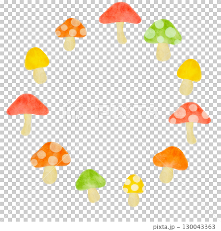 彩色水彩蘑菇框架圖 彩色水彩蘑菇框架圖 130043363