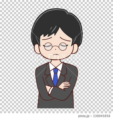 A worried man in a suit with glasses 130043858