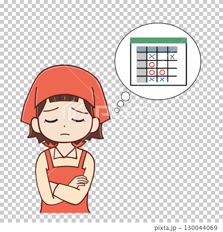 シフト表に悩むパート女性 シフト表に悩むパート女性 130044069