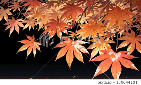 黒い背景と紅葉のイラスト 130044101