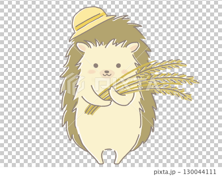 刺蝟叼著米飯的插圖 130044111
