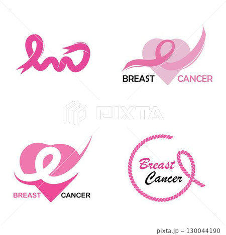 Breast cancer awareness,ribbon logo vector 130044190