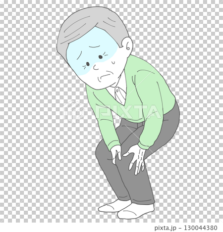 老人膝蓋疼痛臉色蒼白 130044380