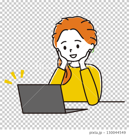 Smiling woman watching videos on a laptop Smiling woman watching videos on a laptop 130044549