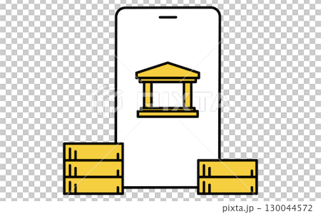 オンラインバンクと貯蓄や投資のフィンテックアイコン 130044572