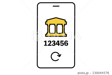 スマートフォンの二段階認証アプリのフィンテックアイコン 130044576