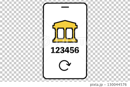 スマートフォンの二段階認証アプリのフィンテックアイコン 130044576