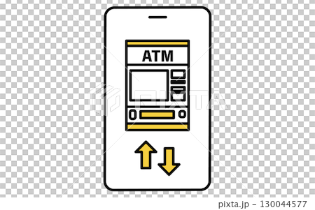 スマホでATM操作をするフィンテックアイコン 130044577