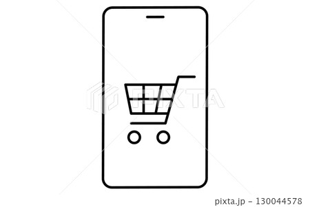 スマホとショッピングカートのオンライン決済のフィンテックアイコン 130044578