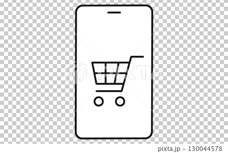スマホとショッピングカートのオンライン決済のフィンテックアイコン 130044578