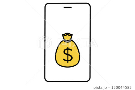 スマホとドル袋のフィンテックアイコン 130044583