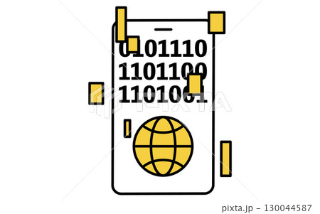 オンライン決済するスマホとセキュリティのフィンテックアイコン 130044587