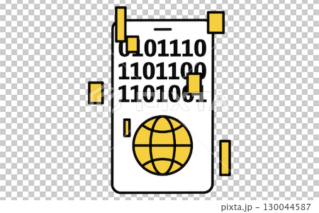 オンライン決済するスマホとセキュリティのフィンテックアイコン 130044587