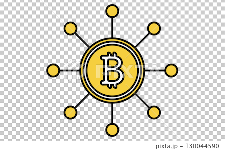 區塊鏈和比特幣金融科技圖標 130044590