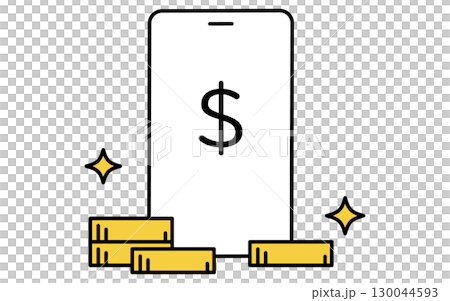 Fintech icon with image of smartphone and receiving dividends 130044593