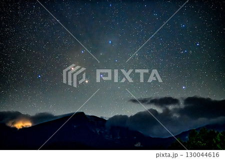 八ヶ岳と天の川と落雷を小海町から撮る 130044616