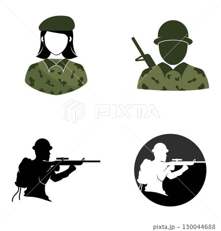 Military Soldier Silhouette Vector logo Illustration Military Soldier Silhouette Vector logo Illustration 130044688