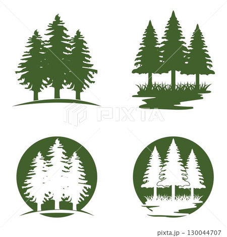 Set of Pine tree logo ilustration vector Set of Pine tree logo ilustration vector 130044707