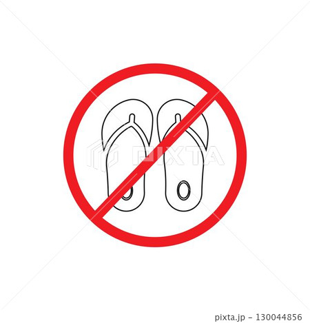 No sandals sign. slipper not allowed vector symbol. off your sandals warning sign. No sandals sign. slipper not allowed vector symbol. off your sandals warning sign. 130044856