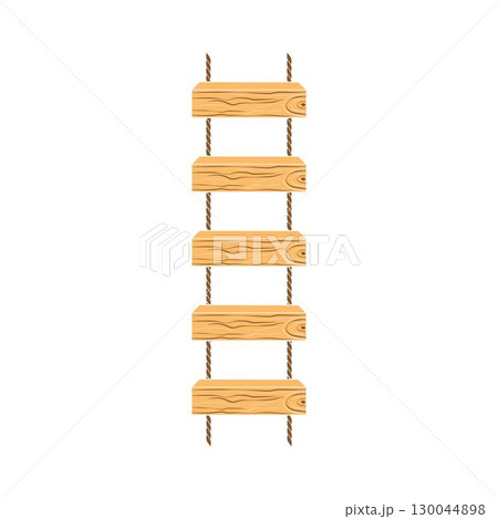 Wooden ladder design vector with rope, planks hanging design vector Wooden ladder design vector with rope, planks hanging design vector 130044898